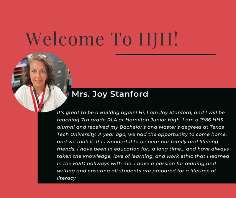 Welome to HJH Mrs. Stanford